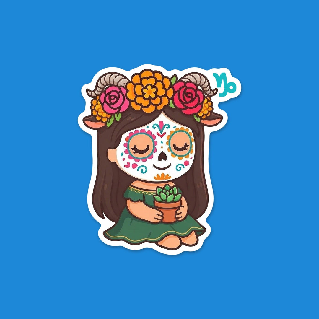 Capricorn Sugar Skull Girl flexible fridge magnet – Designs by Mysh