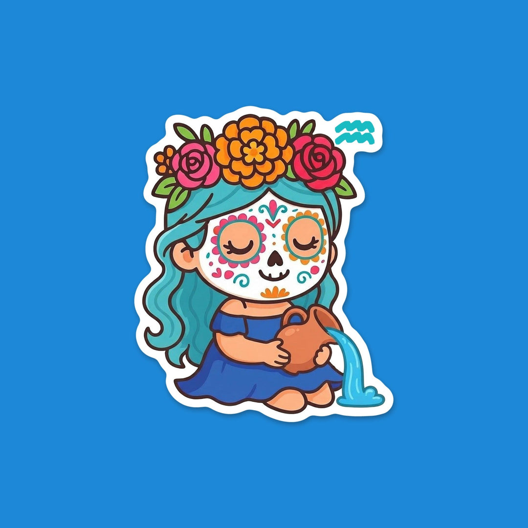 Aquarius Sugar Skull Girl flexible fridge magnet – Designs by Mysh