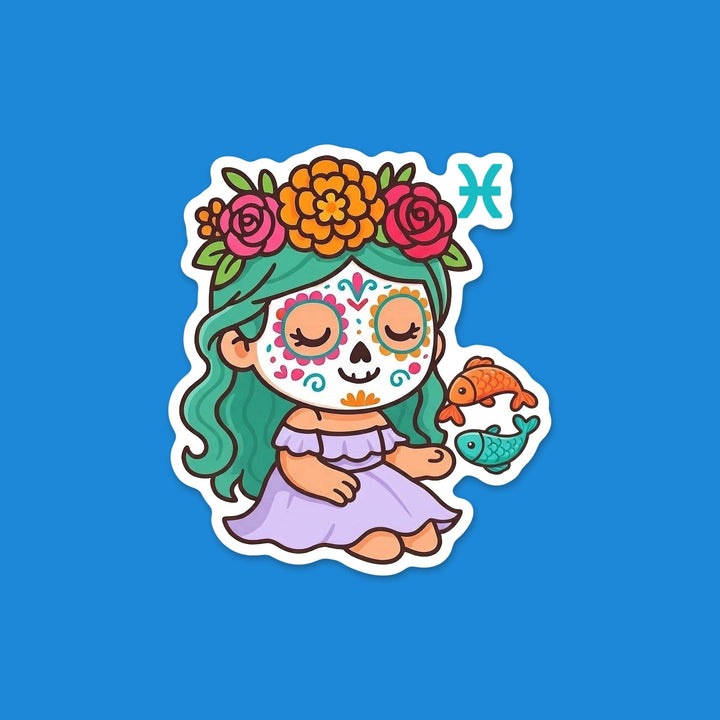 Pisces Sugar Skull Girl flexible fridge magnet – Designs by Mysh