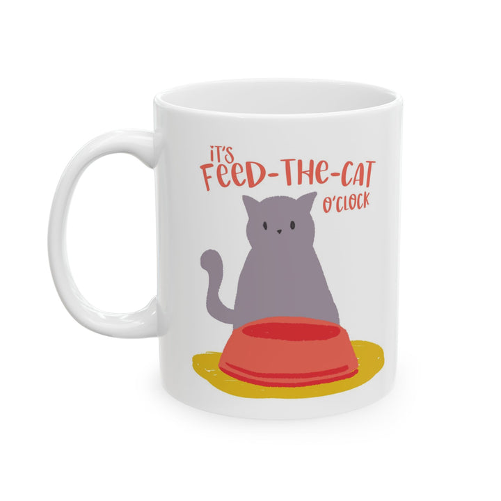 Feed the Cat O’Clock Colorful Cat Ceramic Mug – Cat Lover Gift (15oz)