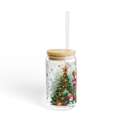 Christmas Motiff Sipper Glass 16oz