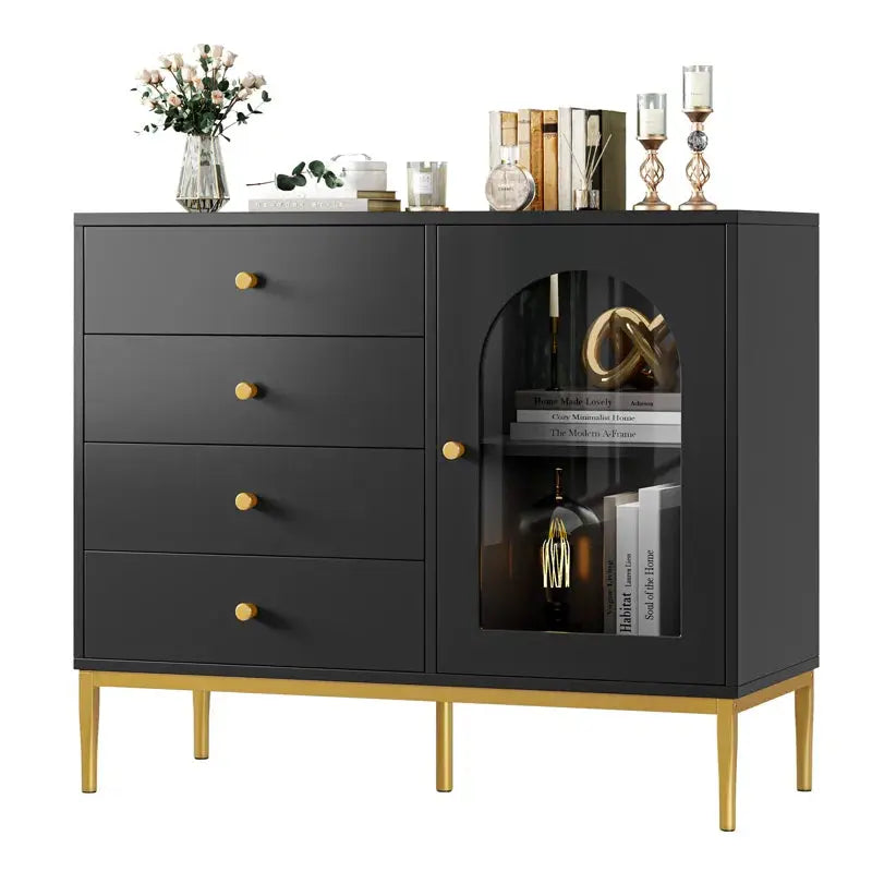 37.7'' Wide 1-Door Accent 4-Drawer Cabinet - Designs by Mysh