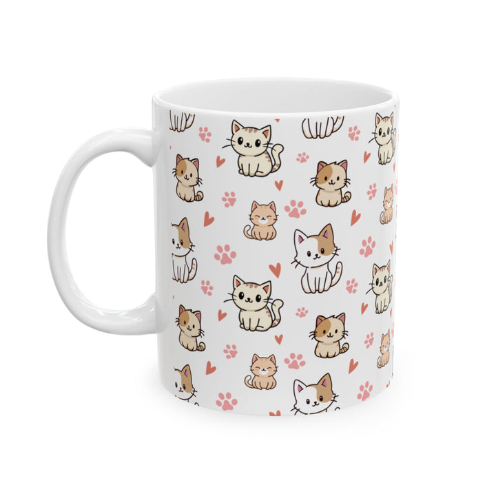Kawaii Chibi Cats Ceramic Mug (15oz) — Cute Anime Cat Coffee Cup