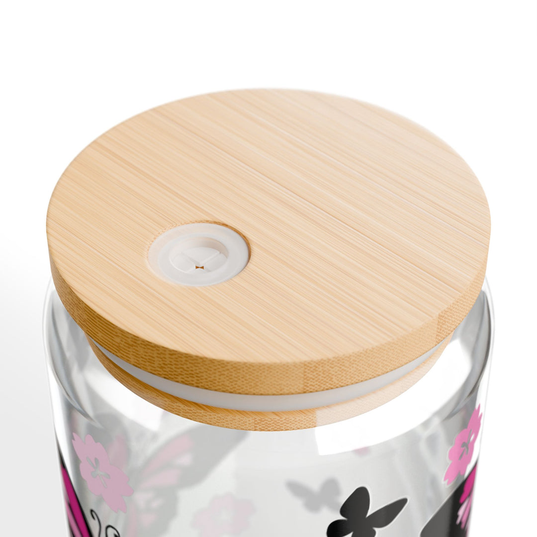 Butterfly-Themed Glass Sipper, Stylish Drinkware, Eco-Friendly Cup, Floral Design, Perfect for Parties, Gifts, Home Decor, Summer Sip - Designs by Mysh
