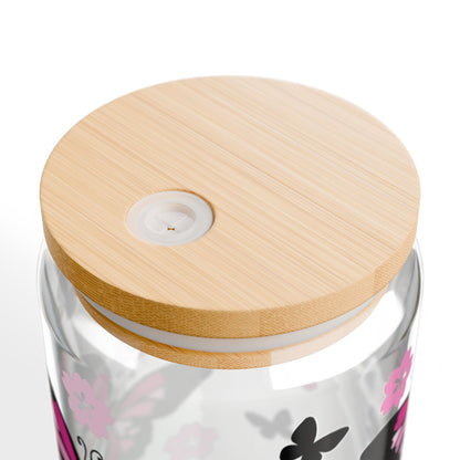 Butterfly-Themed Glass Sipper, Stylish Drinkware, Eco-Friendly Cup, Floral Design, Perfect for Parties, Gifts, Home Decor, Summer Sip