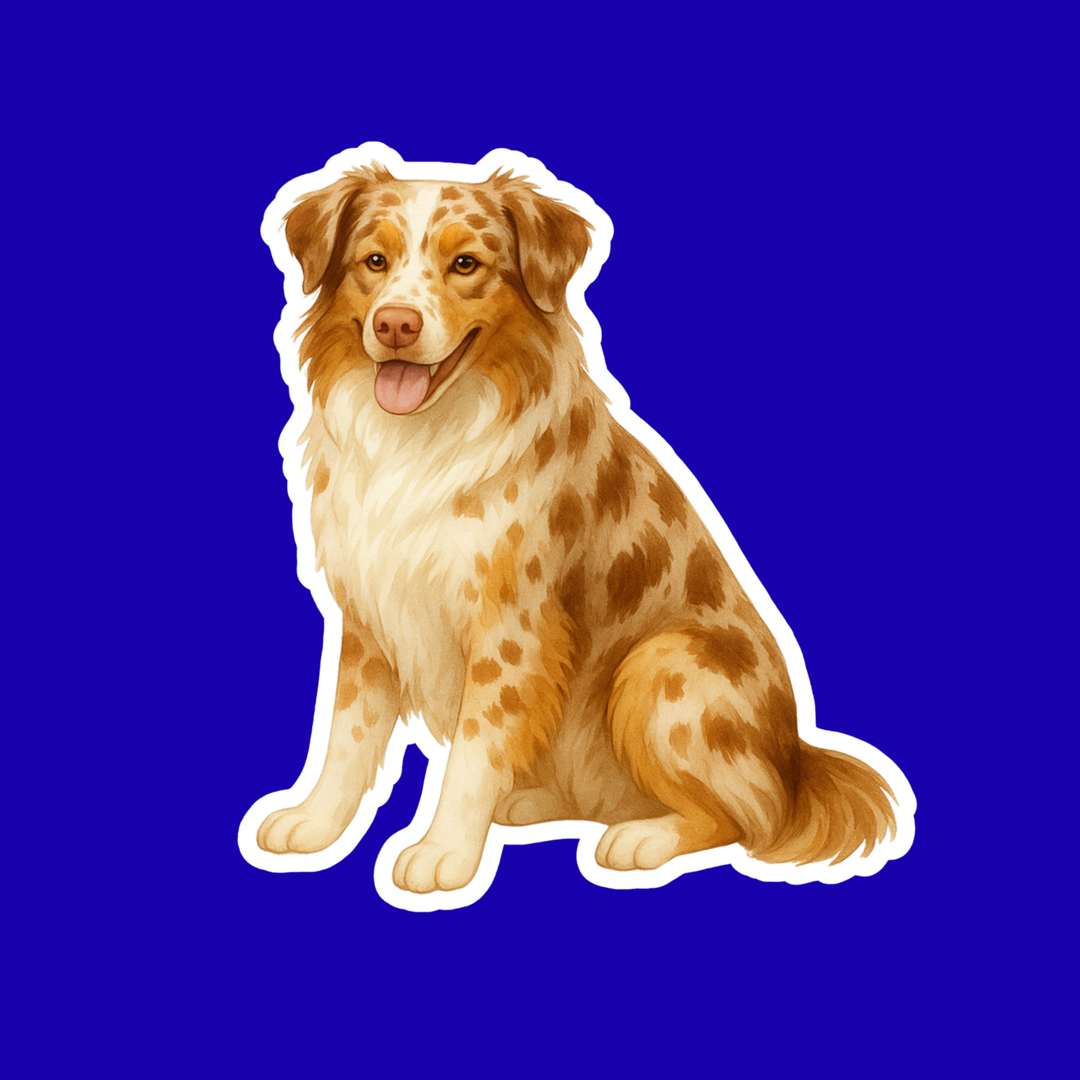 Australian Shepherd Red Merle Watercolor Style - Vinyl Sticker - Designs by Mysh