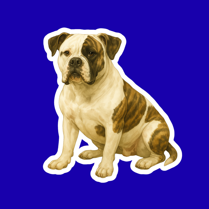 American Bulldog White and Brindle Watercolor Style - Vinyl Sticker - Designs by Mysh