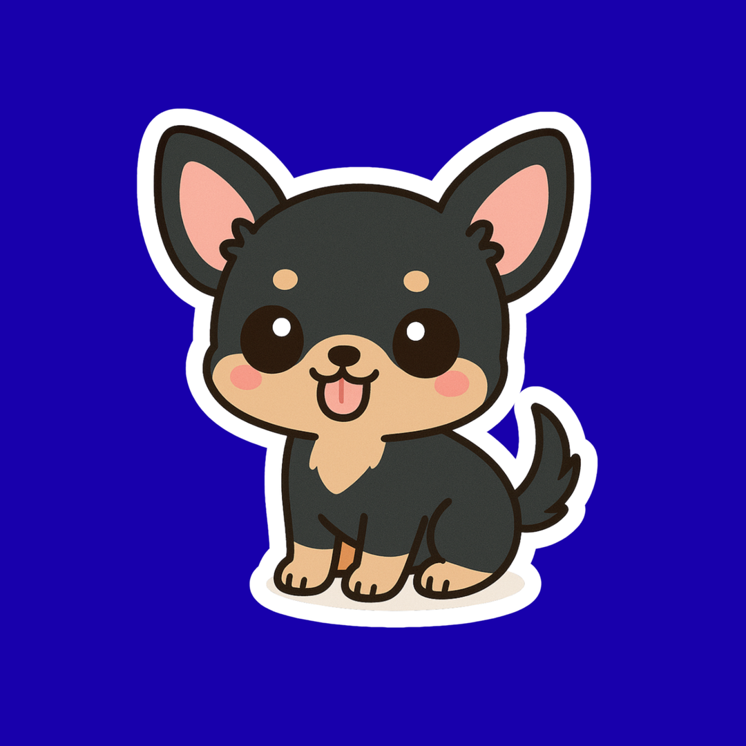 Cartoon dog sticker on a blue background