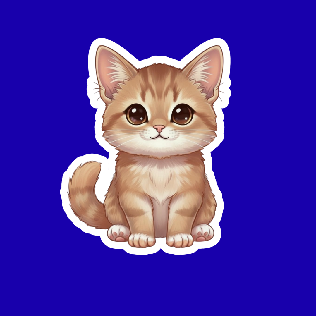 Illustration of a cute kitten on a blue background