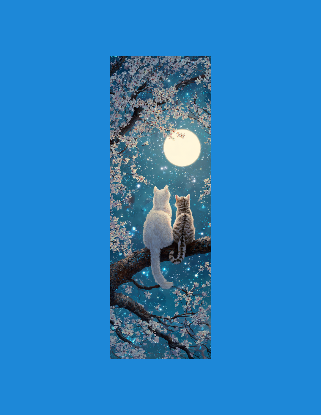 Moonlit Cherry Blossom Cats Traditional Bookmark - Designs by Mysh