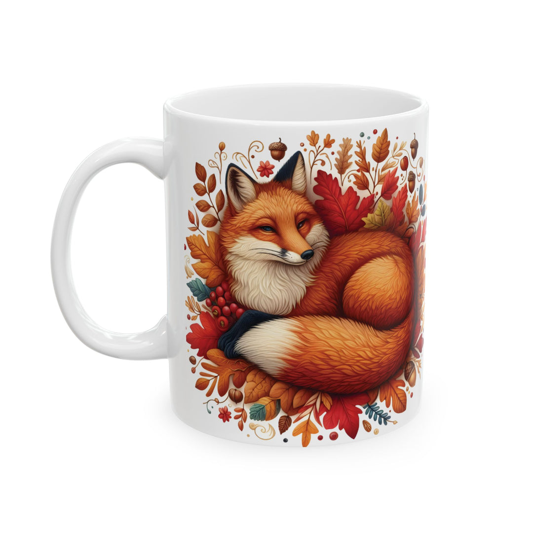 Woodland Red Fox 15oz Ceramic Mug - Side view - Designs by Mysh