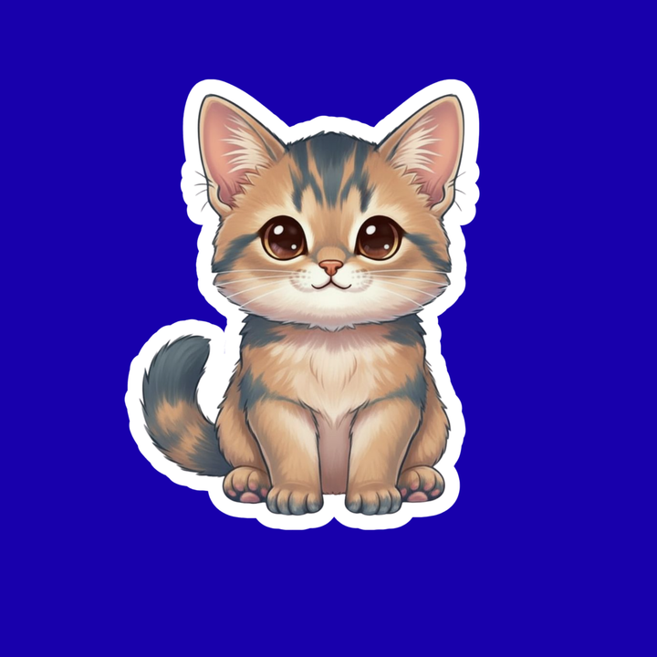 Illustration of a cute kitten on a blue background
