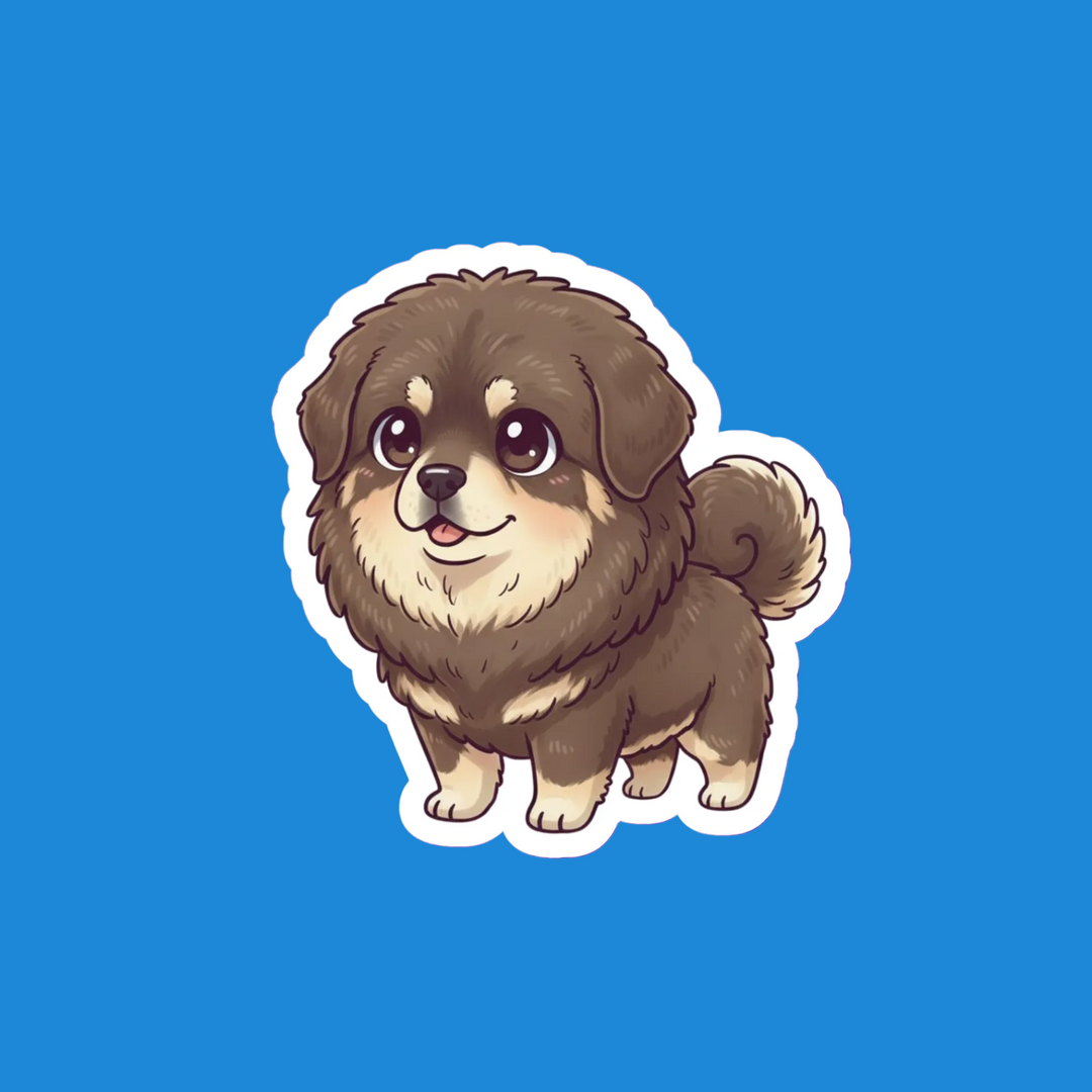 Cartoon dog sticker on a blue background