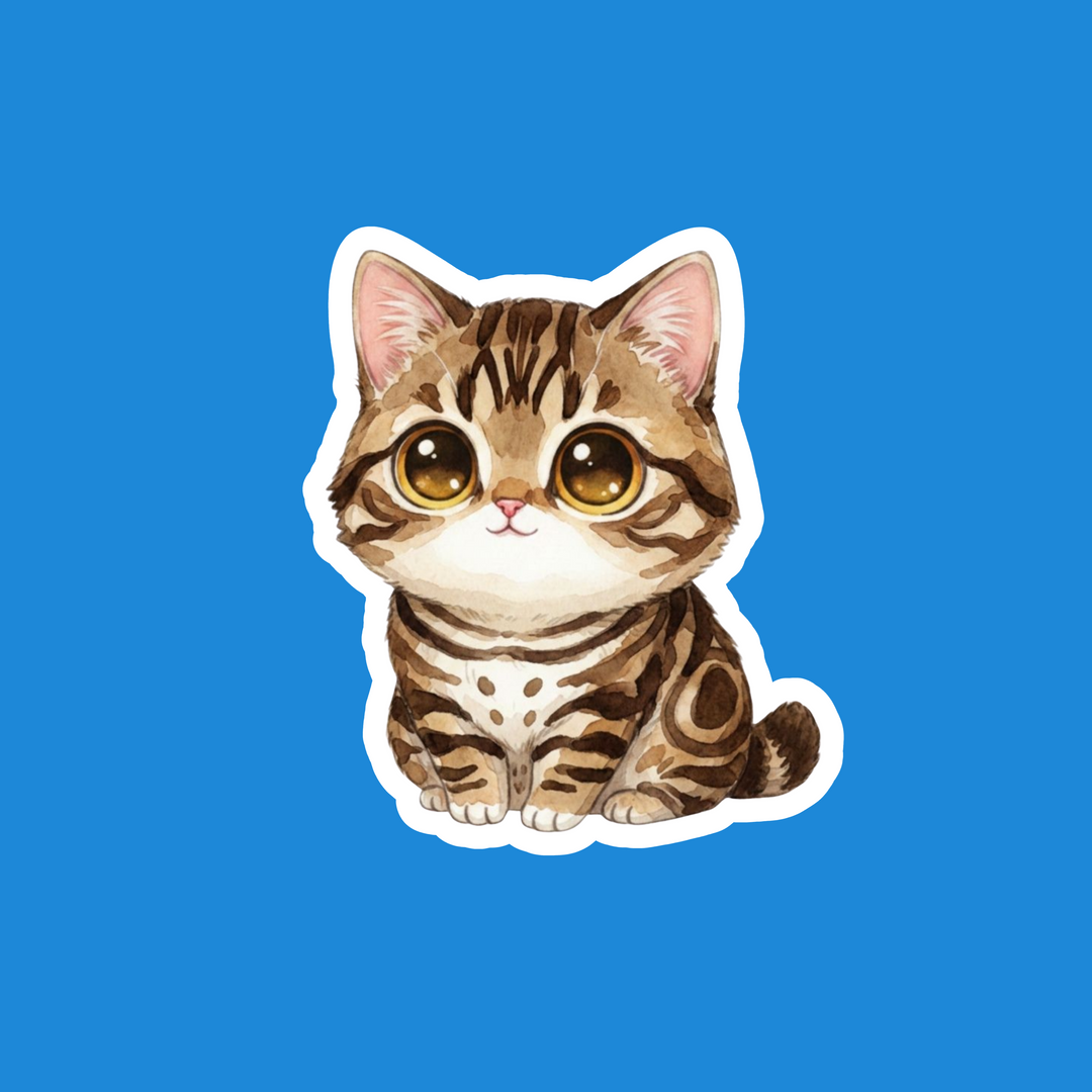 Manx Brown Tabby Cat Fridge Magnet | Kawaii Art