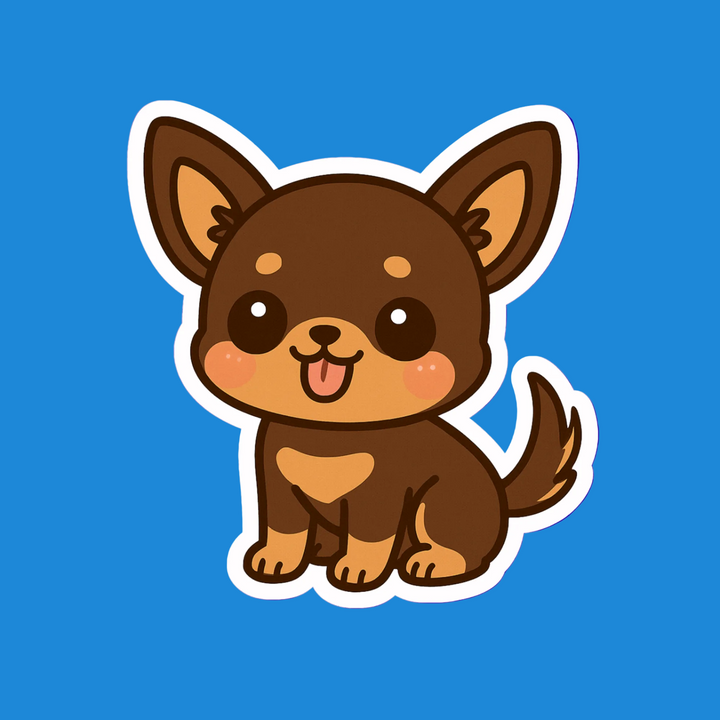 Cartoon dog sticker on a blue background