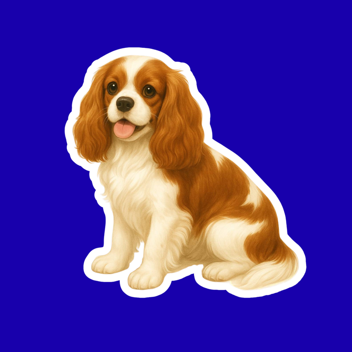 Cavalier King Charles Spaniel Blenheim Watercolor Style Vinyl Sticker - Designs by Mysh