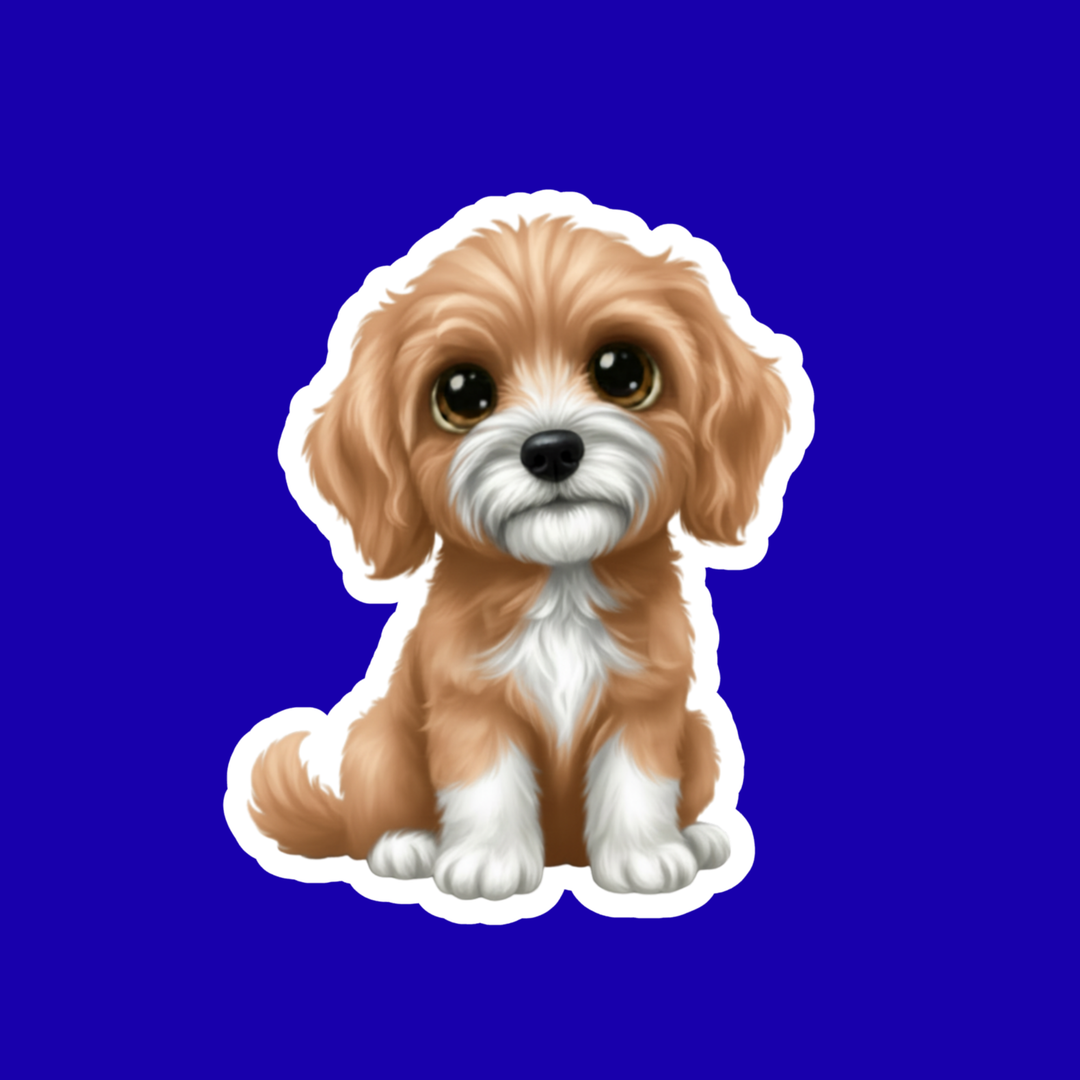 Goldendoodle Kawaii Vinyl Sticker – 3" Matte | Waterproof Dog Sticker - Designs by Mysh