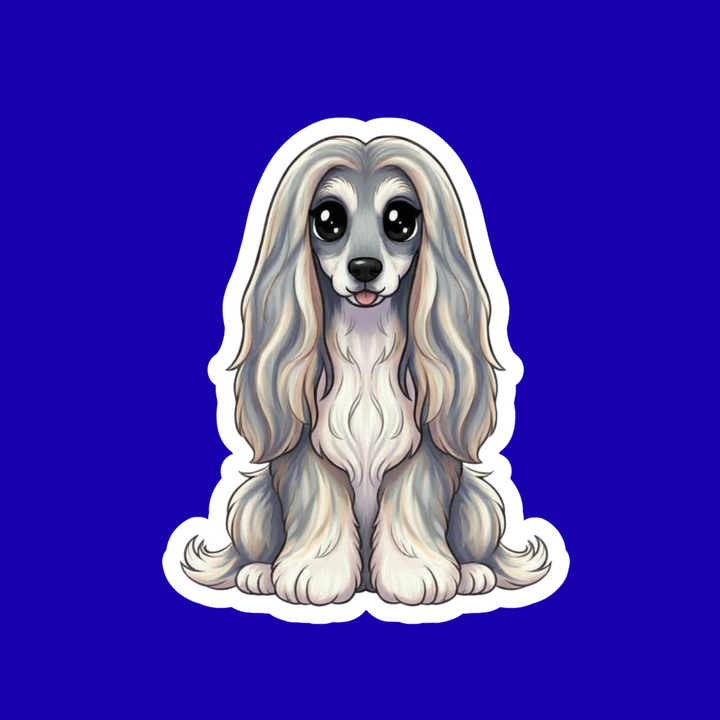 Cartoon dog sticker on a blue background
