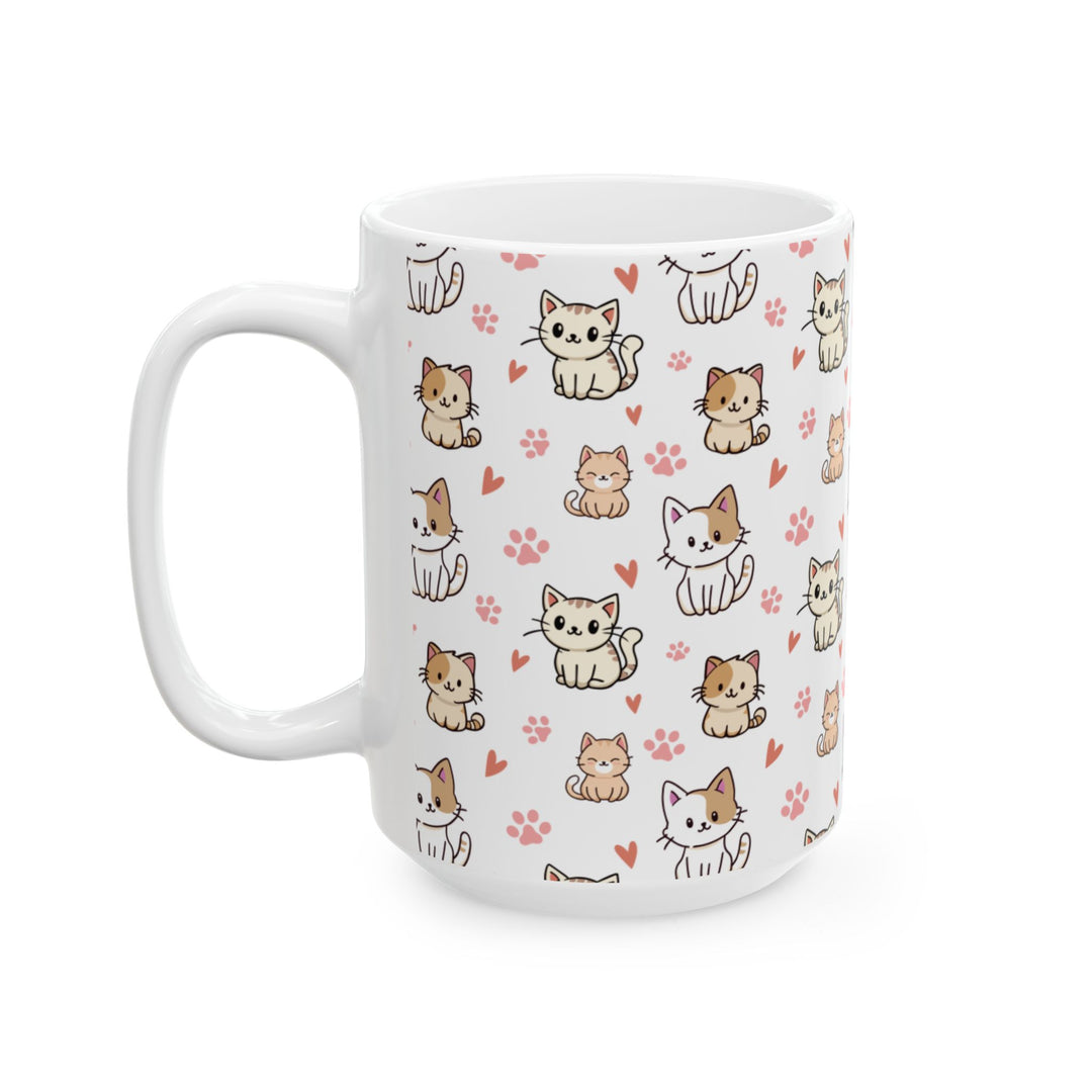 Kawaii Chibi Cats 15oz Ceramic Mug - Additional view - Designs by Mysh