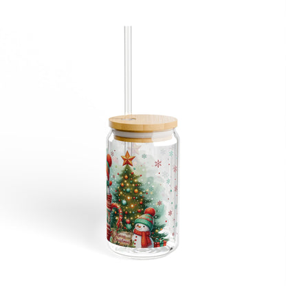 Christmas Motiff Sipper Glass 16oz