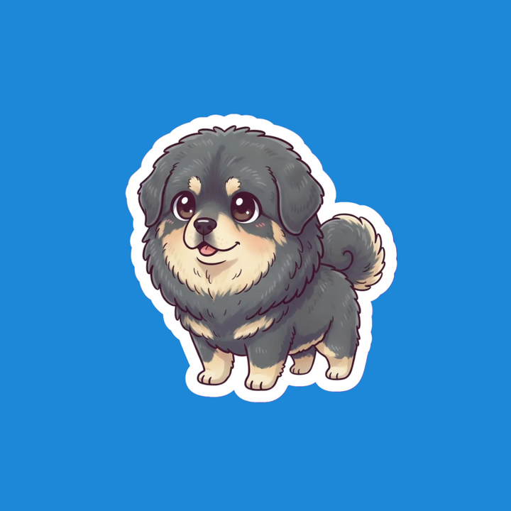 Cartoon dog sticker on a blue background