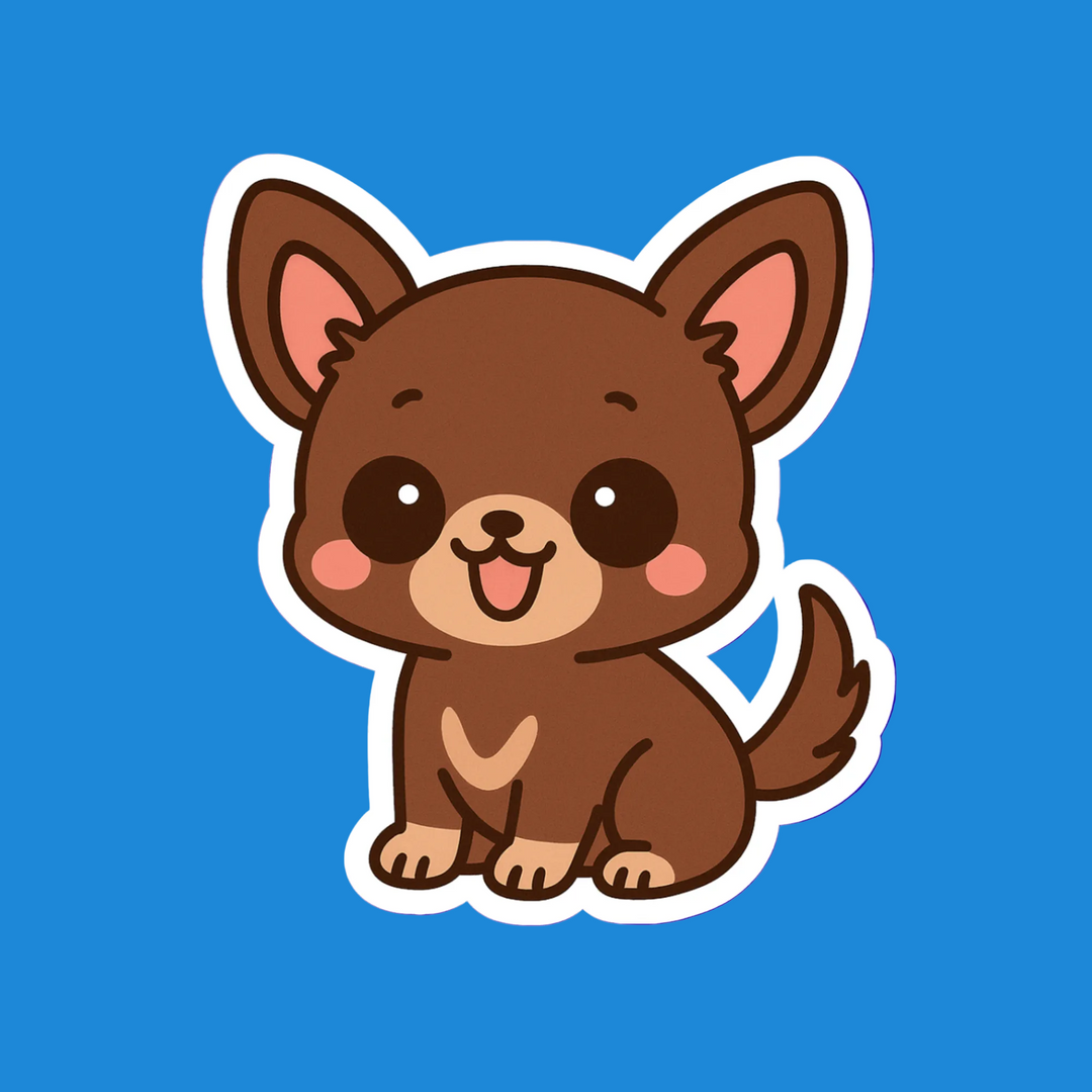 Cartoon dog illustration on a blue background