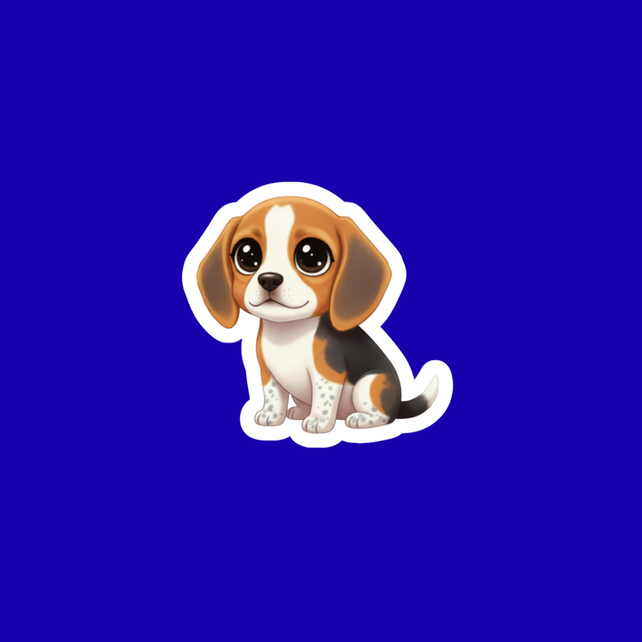 Cartoon dog sticker on a blue background