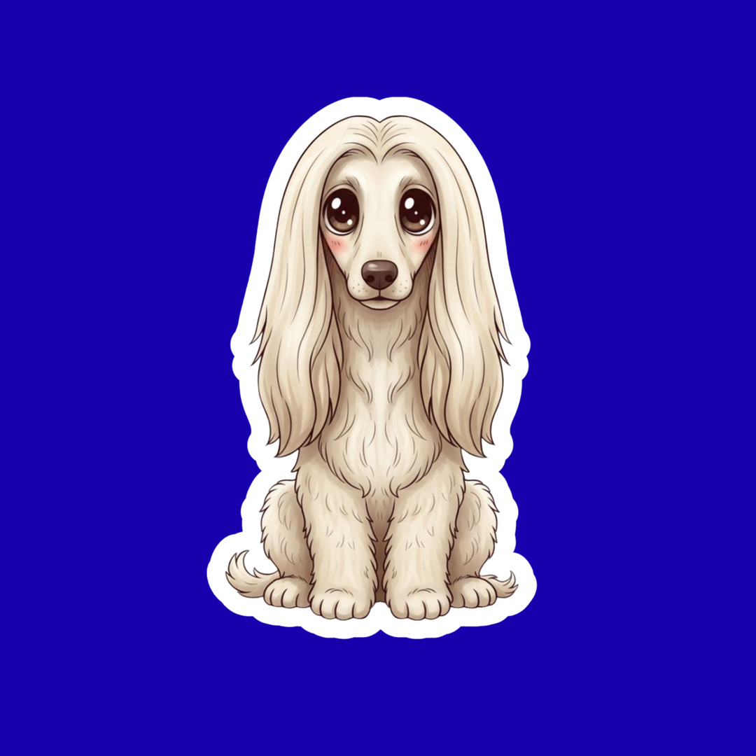 Cartoon dog illustration on a blue background