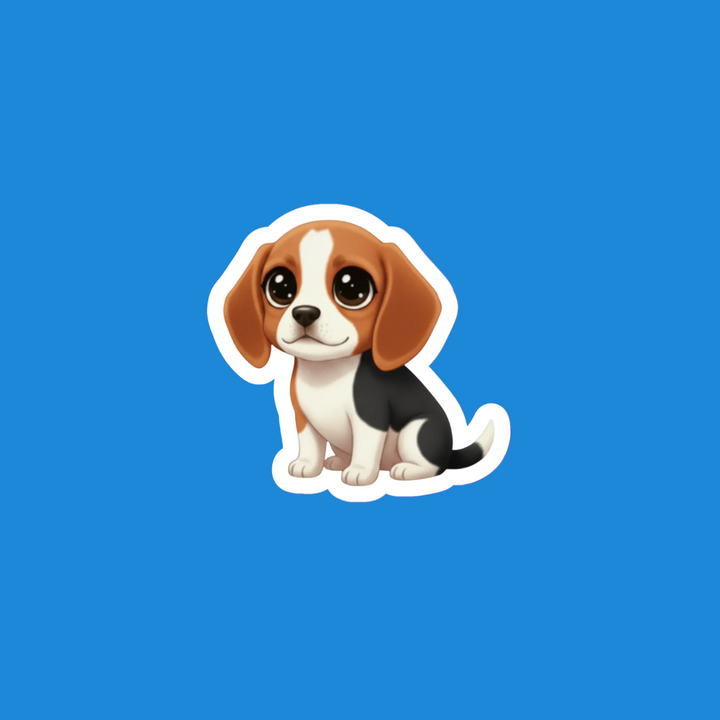Cartoon dog sticker on a blue background