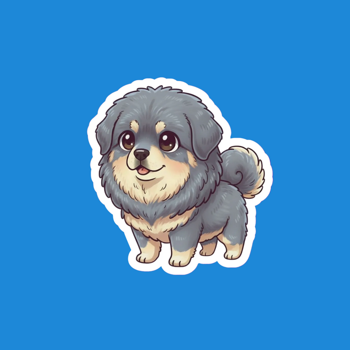 Cartoon dog sticker on a blue background