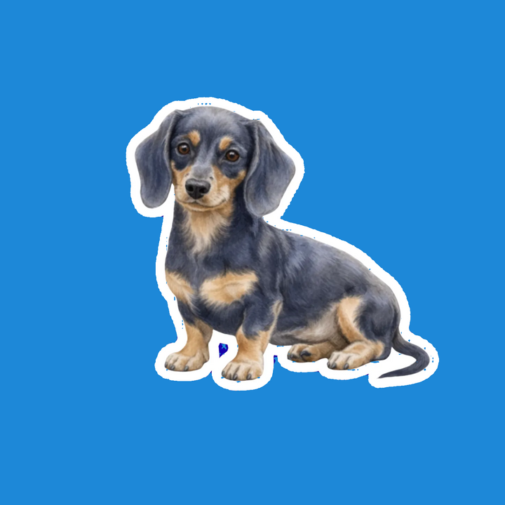 Sticker of a dachshund on a blue background