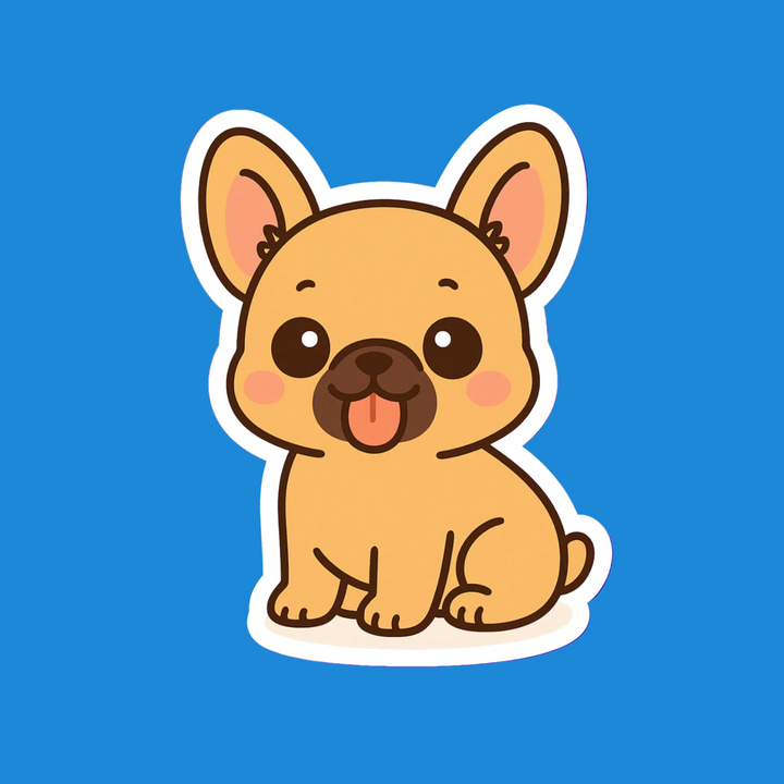 Cartoon dog sticker on a blue background