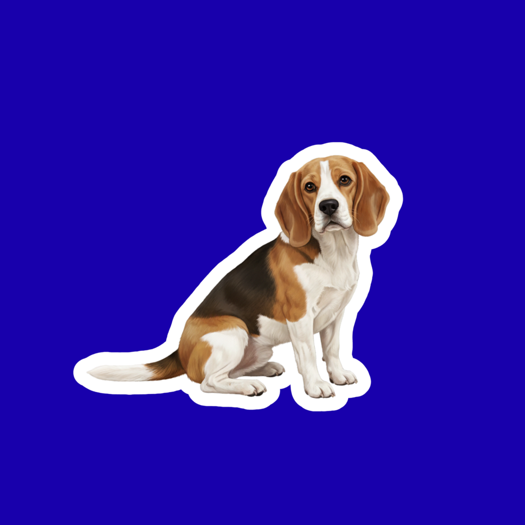 Beagle dog sticker on a blue background