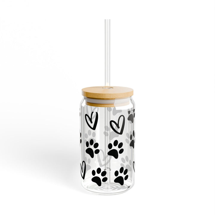 Paws and Hearts Cat and Dog Lover - 16oz Sipper Glass - Designs by Mysh
