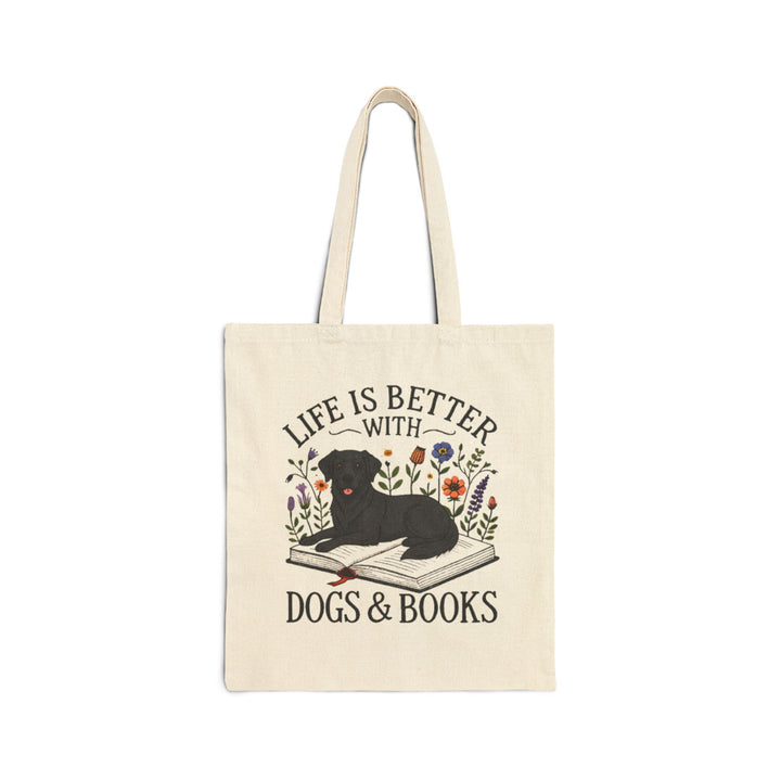 Tote Bag — "Life Is Better With Dogs & Books" Canvas Book Lover Tote - Designs by Mysh