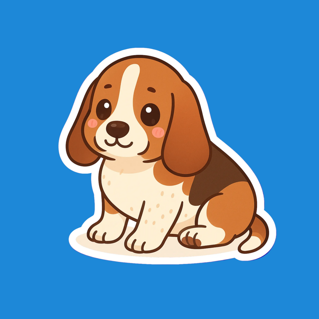 Basset Hound Mahogany and White Kawaii Flexible Fridge Magnet – Designs by Mysh