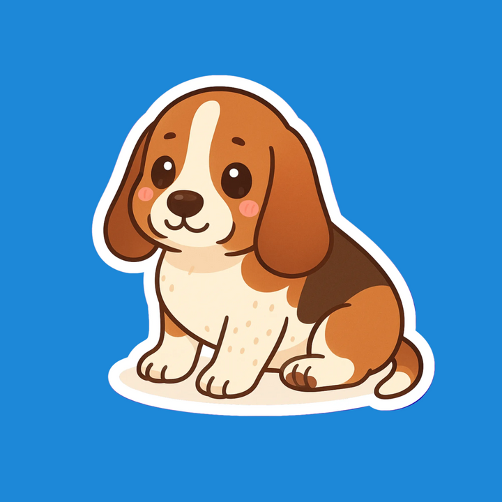 Basset Hound Mahogany and White Kawaii Flexible Fridge Magnet – Designs by Mysh
