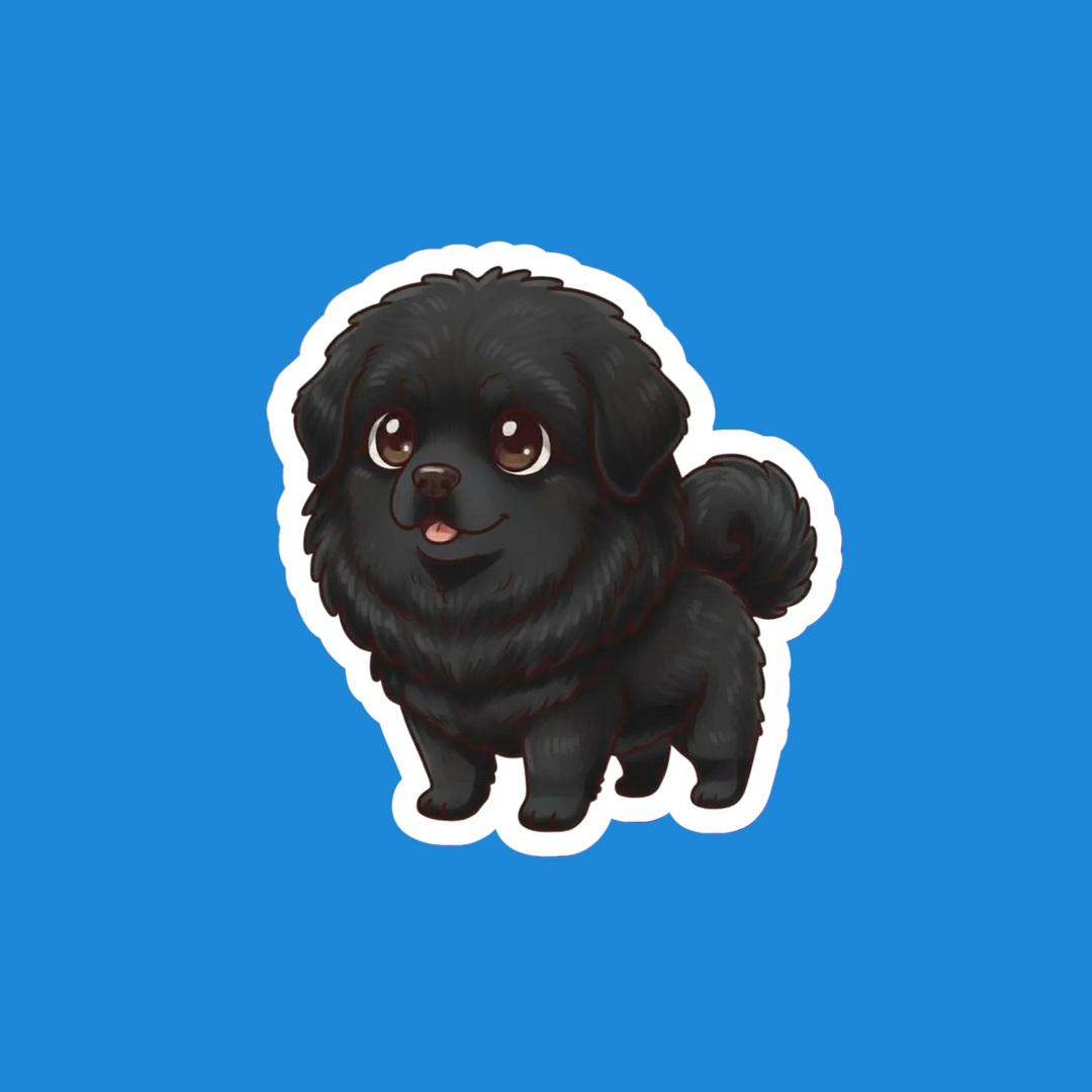 Illustration of a black dog on a blue background