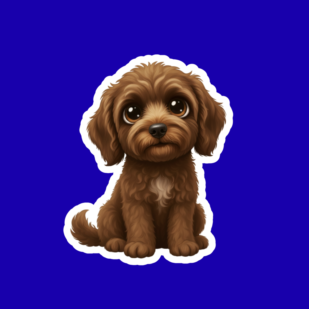 Goldendoodle Kawaii Vinyl Sticker – 3" Matte | Waterproof Dog Sticker - Designs by Mysh