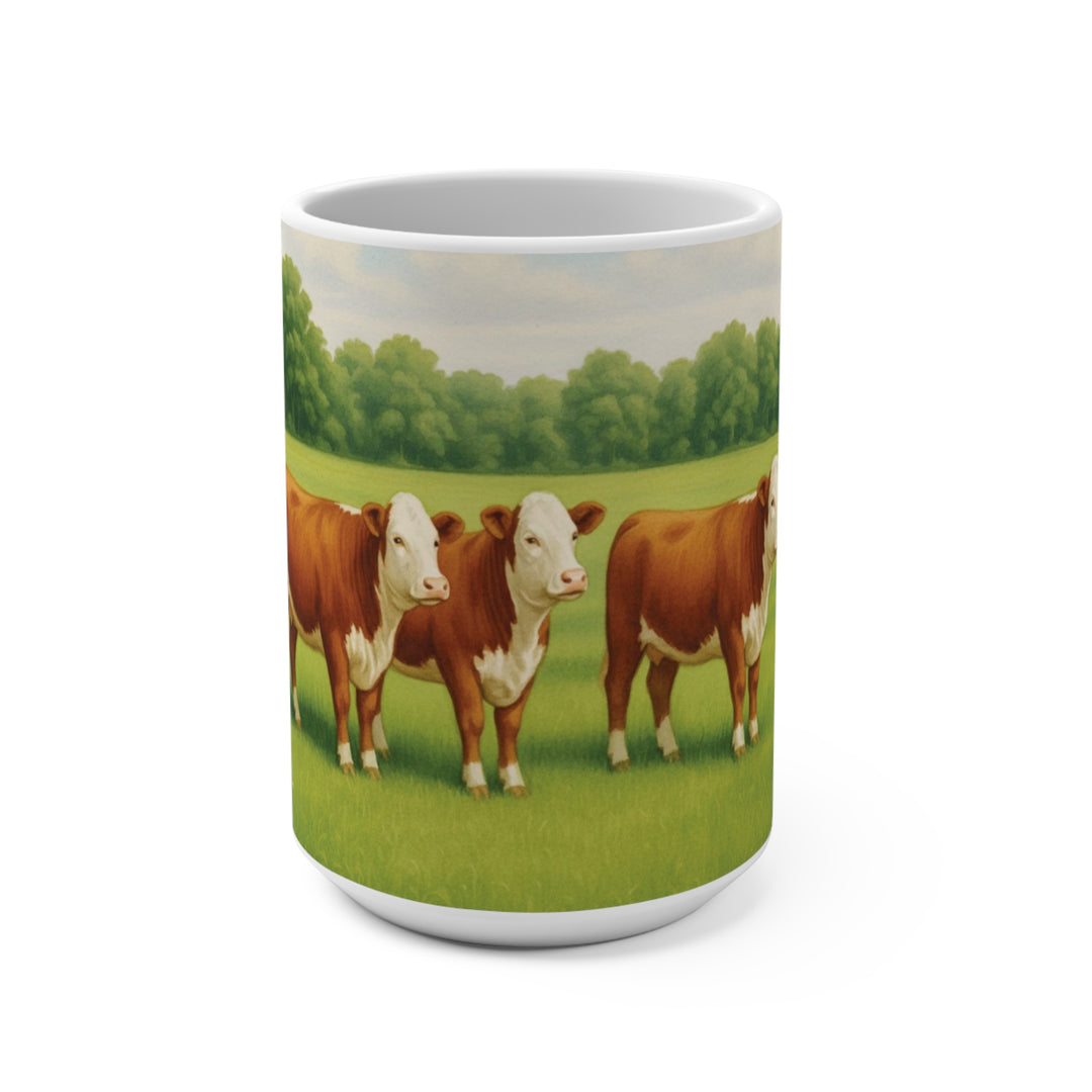 Farmhouse Cow Pasture 15oz Ceramic Mug - Front view - Designs by Mysh