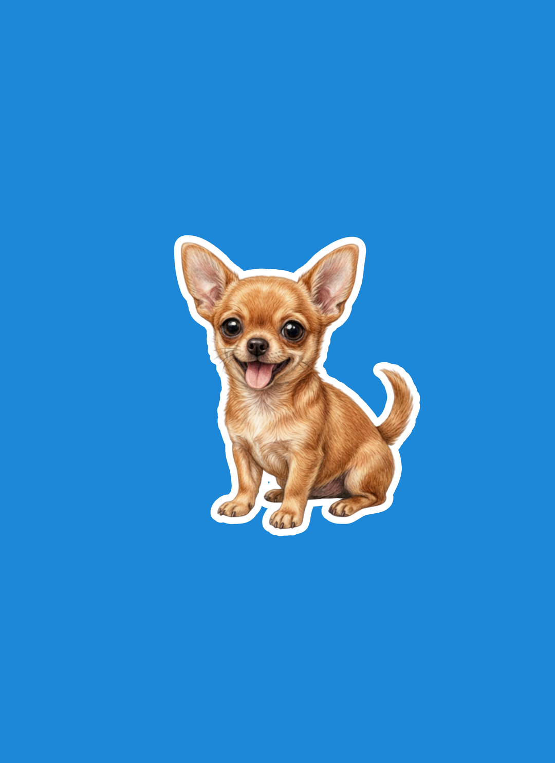 Sticker of a small dog on a blue background