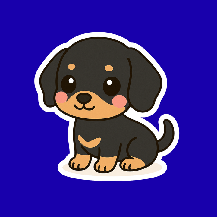 Cartoon dog illustration on a blue background