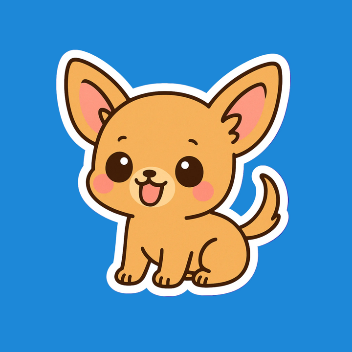 Cartoon dog sticker on a blue background
