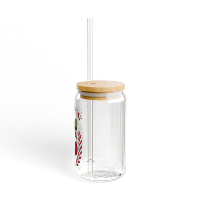 Sweet & Sassy Sipper Glass, 16oz - Perfect Glass for Smoothies, Refreshing Drinks, Summer Parties, Gifts, Cherry Design