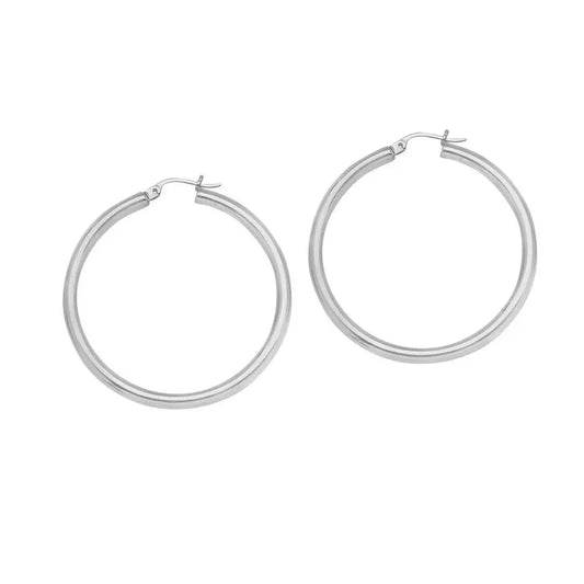 925 Sterling Silver Plain 1.8" Hoop Earrings Designs by Mysh