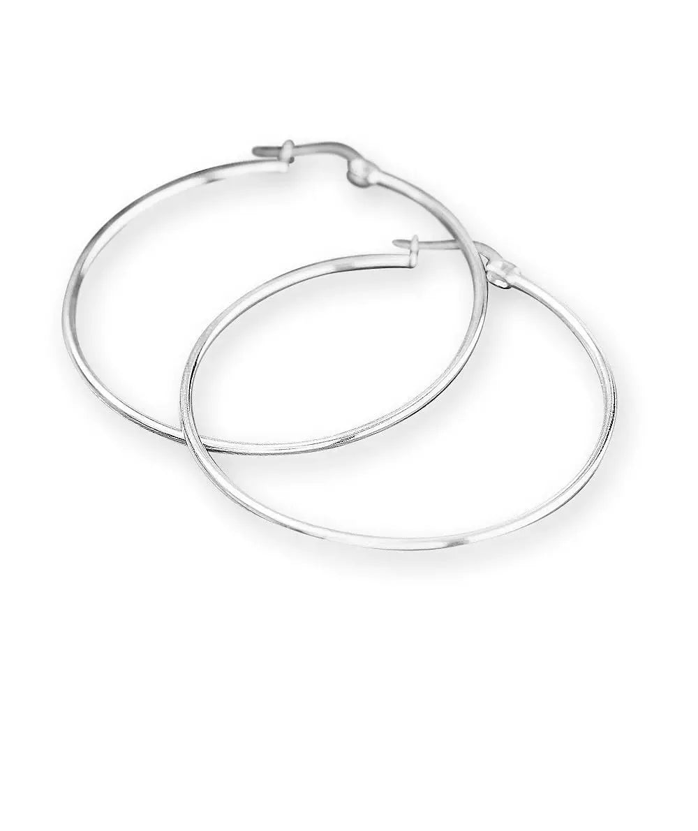 925 Sterling Silver Plain 1.8" Hoop Earrings Designs by Mysh