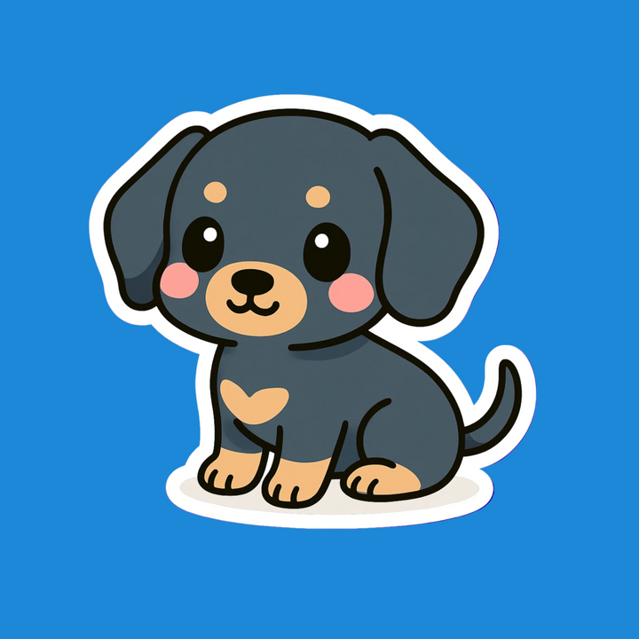 Cartoon dog sticker on a blue background