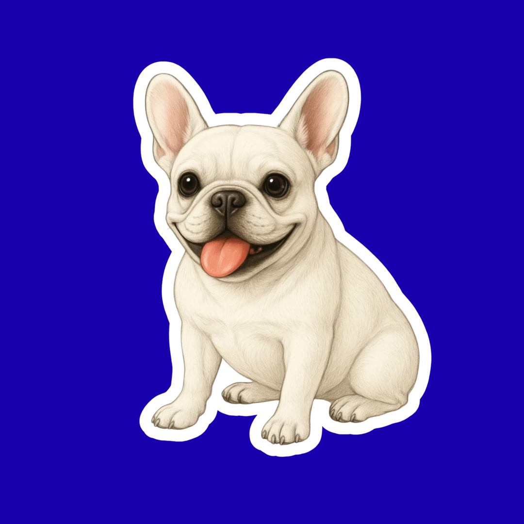 French Bulldog White Watercolor Vinyl Sticker - Designs by Mysh