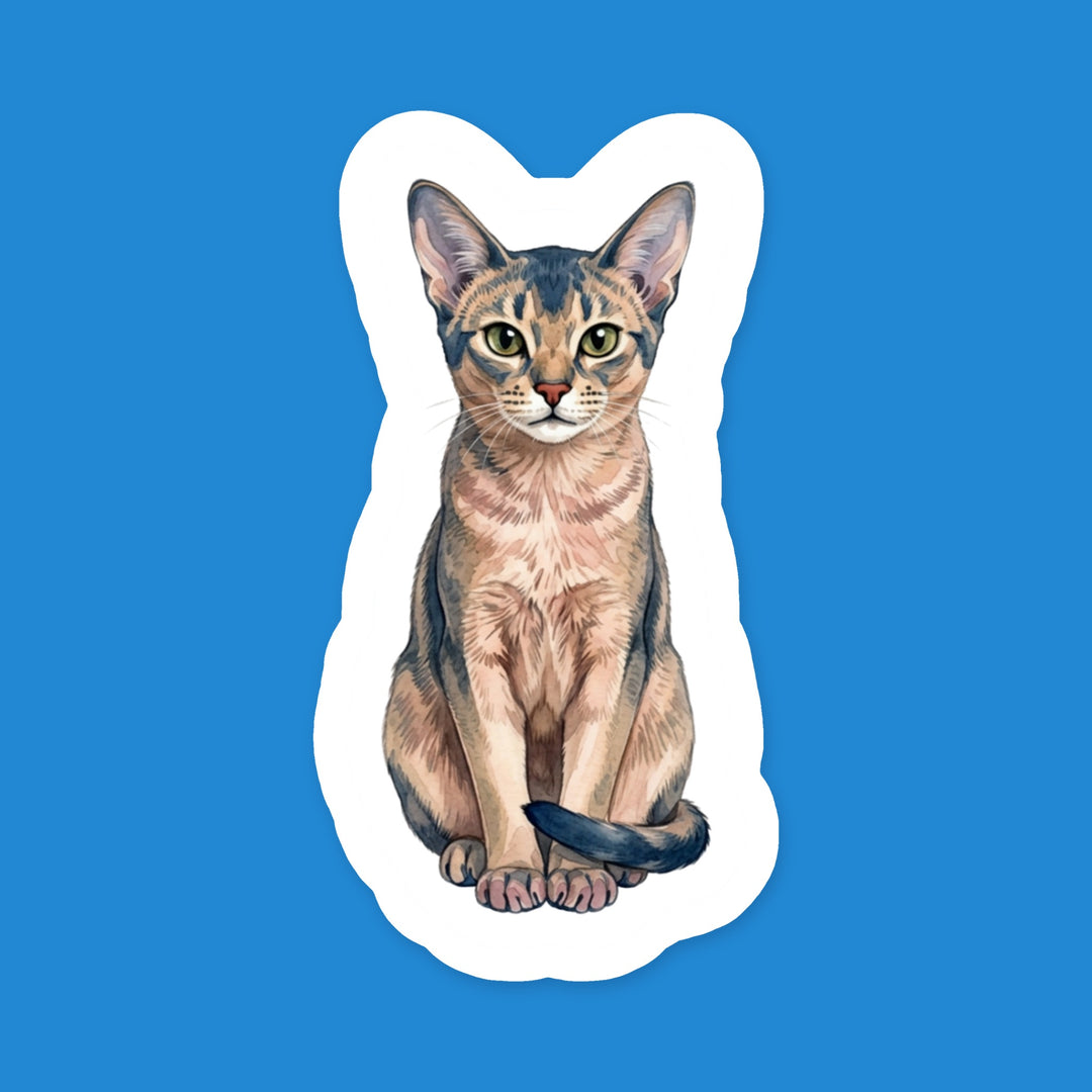 Abyssinian Blue Cat watercolor vinyl sticker