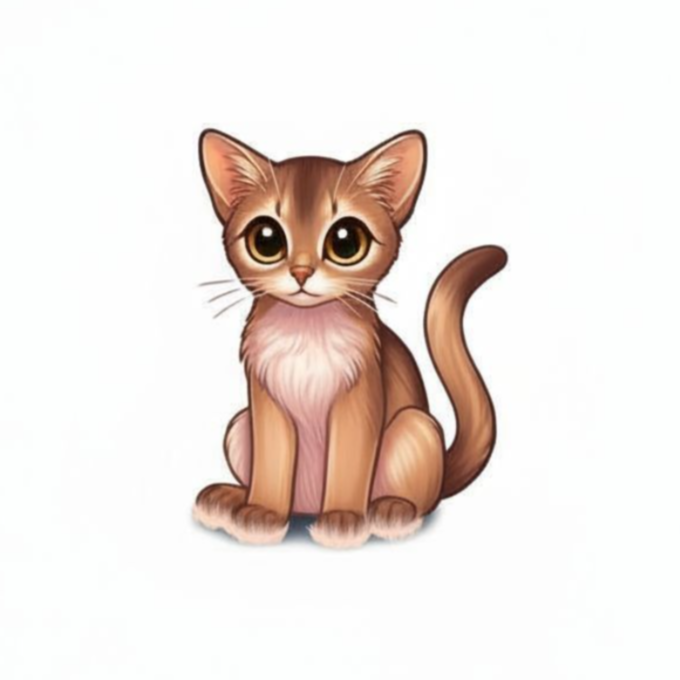 Abyssinian Cat Sticker, Cute Cartoon Cat Decal, Vinyl Cat Sticker Waterproof, Abyssinian Gift Idea, Laptop Sticker, Planner Decor